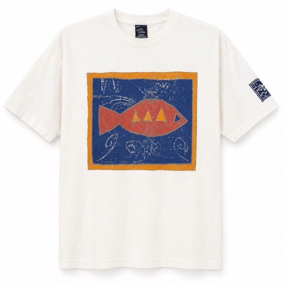VTG 80/90s Fish Screen Print graphic tshirt Men L Coastal Beach Streetwear EVC